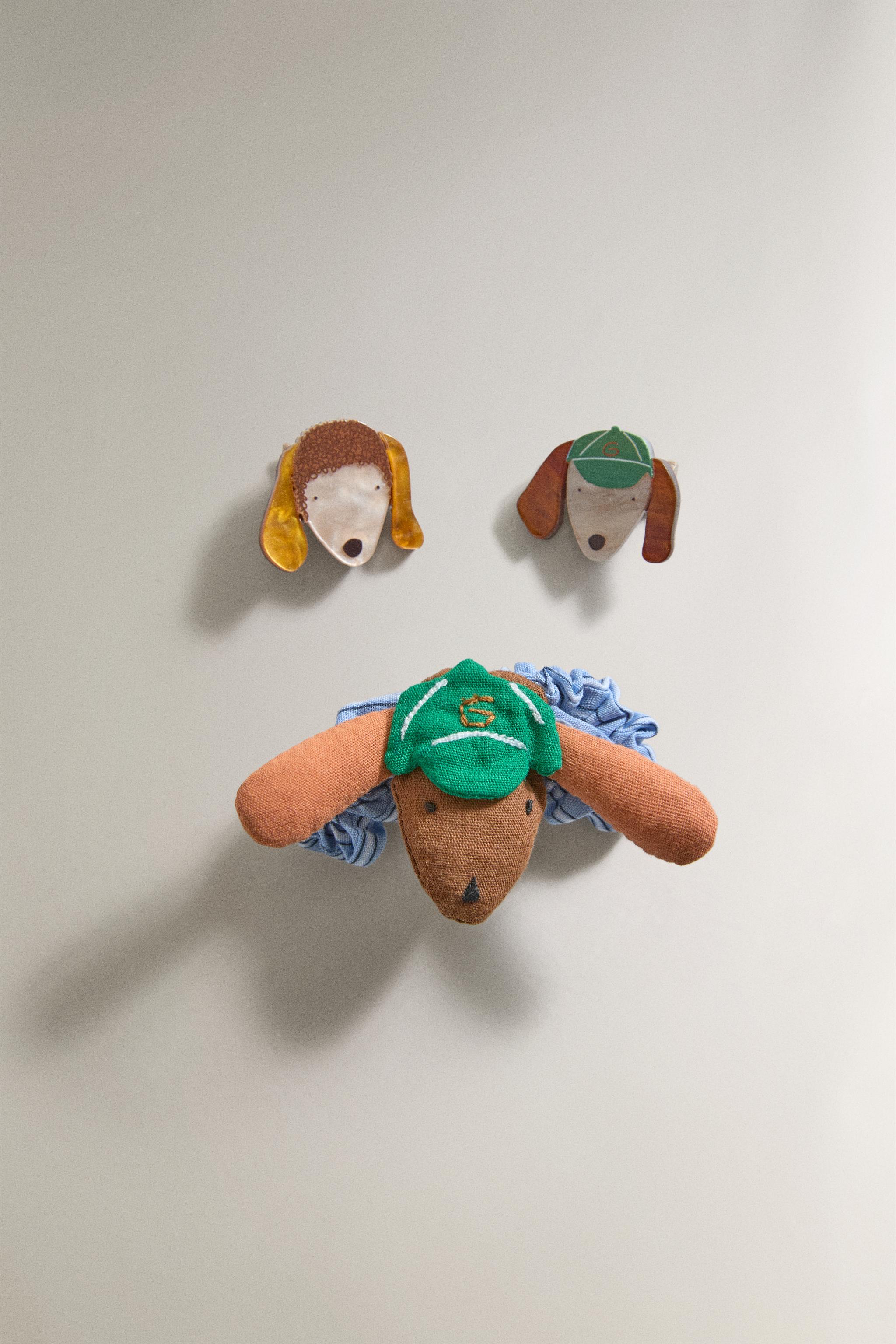KIDS' DOG CLIPS AND HAIR TIE SET (SET OF 3)